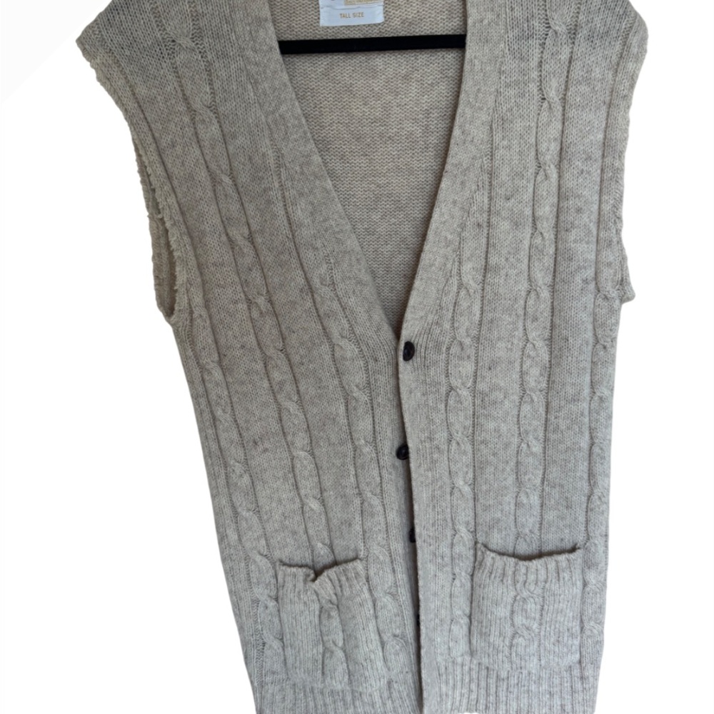 Sears Men's Tan Cable Knit Cardigan